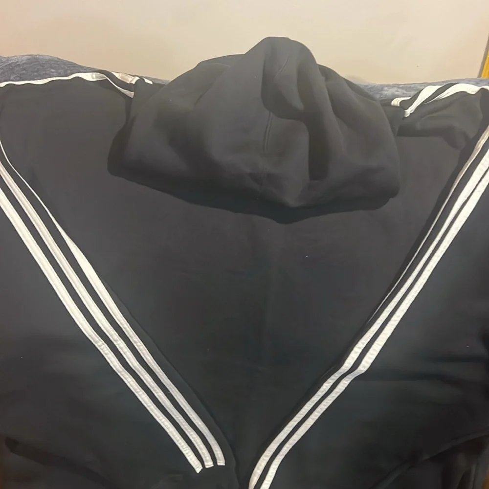 Adidas Black Hooded Sweatsuit with White Stripes - Picture 8 of 8